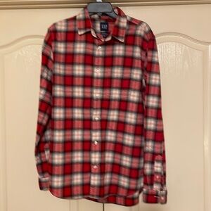 Gap men’s flannel long sleeve button up shirt M Medium Red plaid